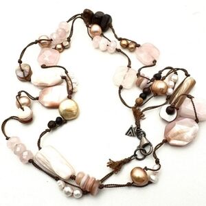 Silpada 32" Rose Quartz and pink Pearl Sterling Silver Necklace
